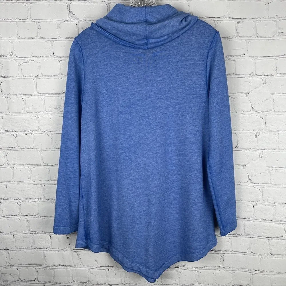 SOFT SURROUNDINGS blue soft lightweight cowl neck tunic sweater, size PM - Picture 2 of 11